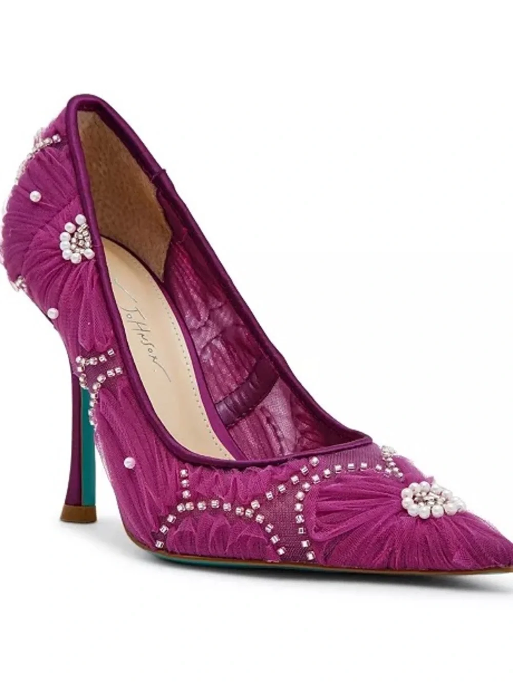 Betsey Johnson Fuchsia Roxy Tulle Floral Pump - Picture 4 of 6